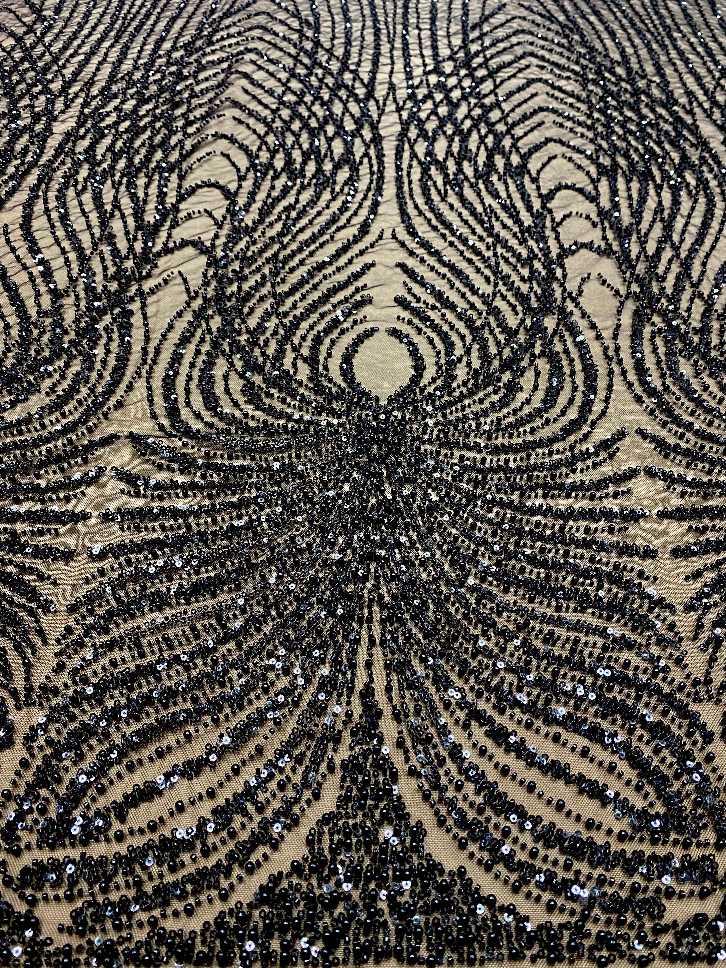 Silver Lace with Strings, Beads and Sequins