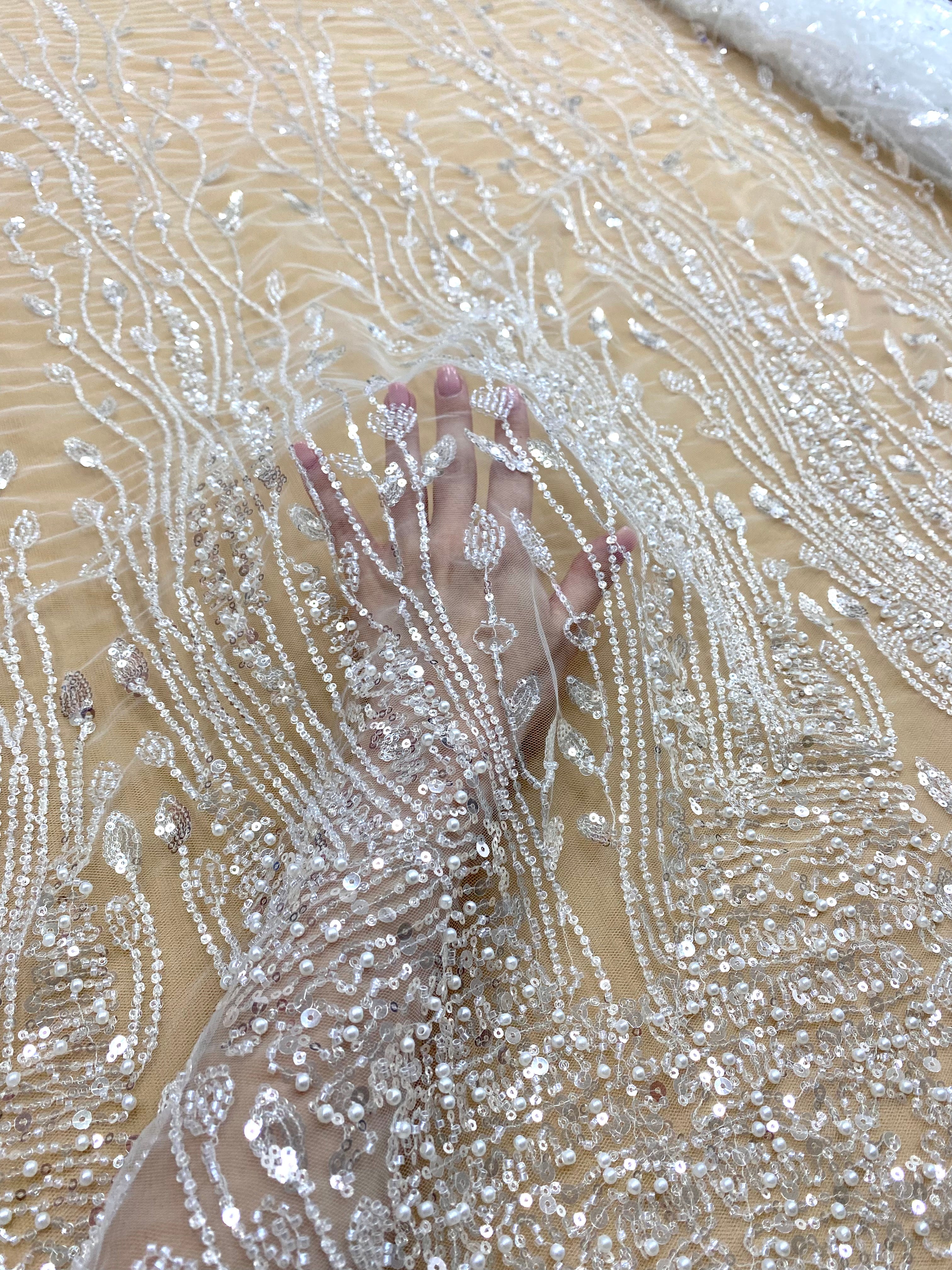 Dantela Couture Diamond Model Geometric, gyöngyökkel, gyöngyökkel és flitterekkel