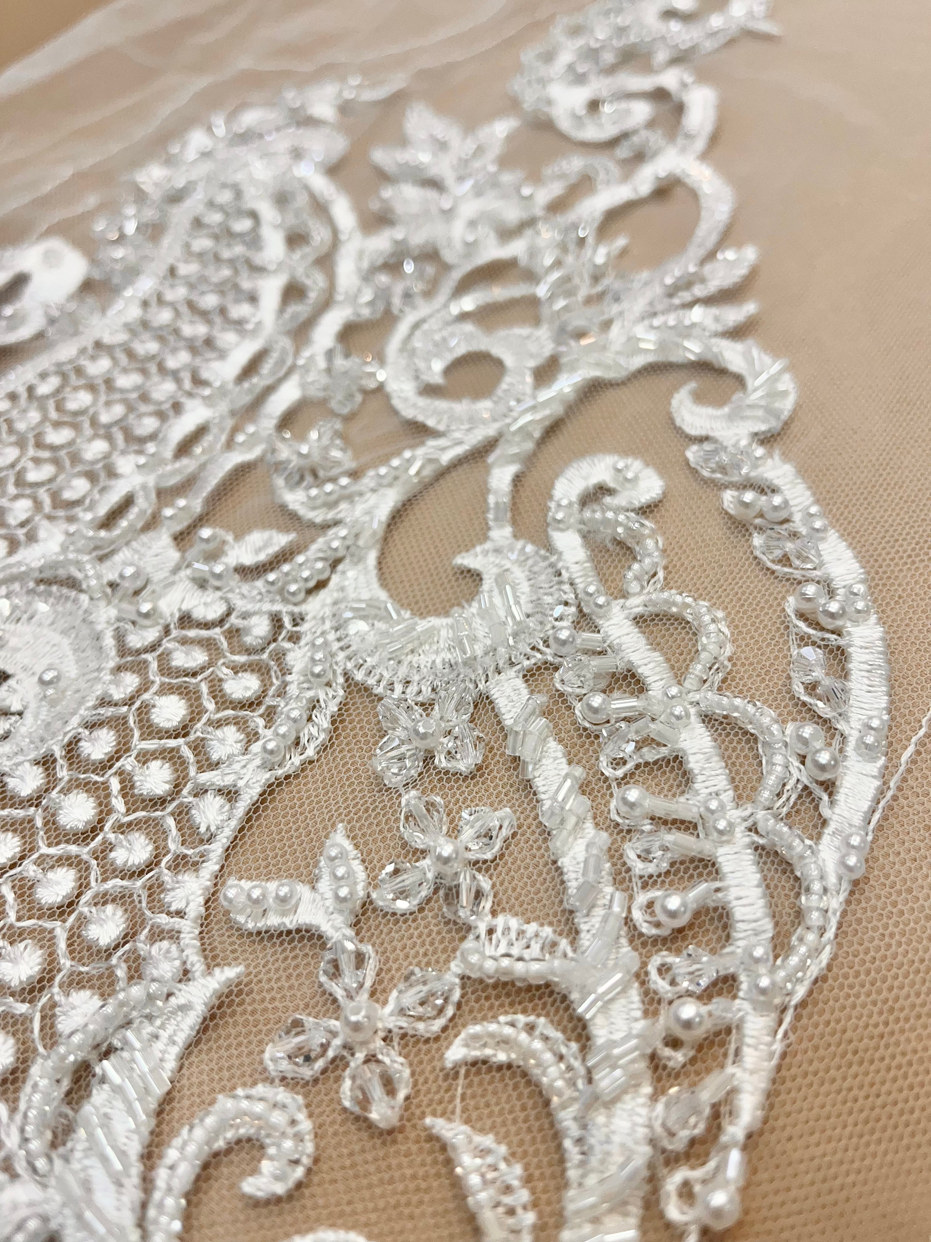 Set of Bust Panels with Geometric Pattern, with Crystals, Pearls and Sequins