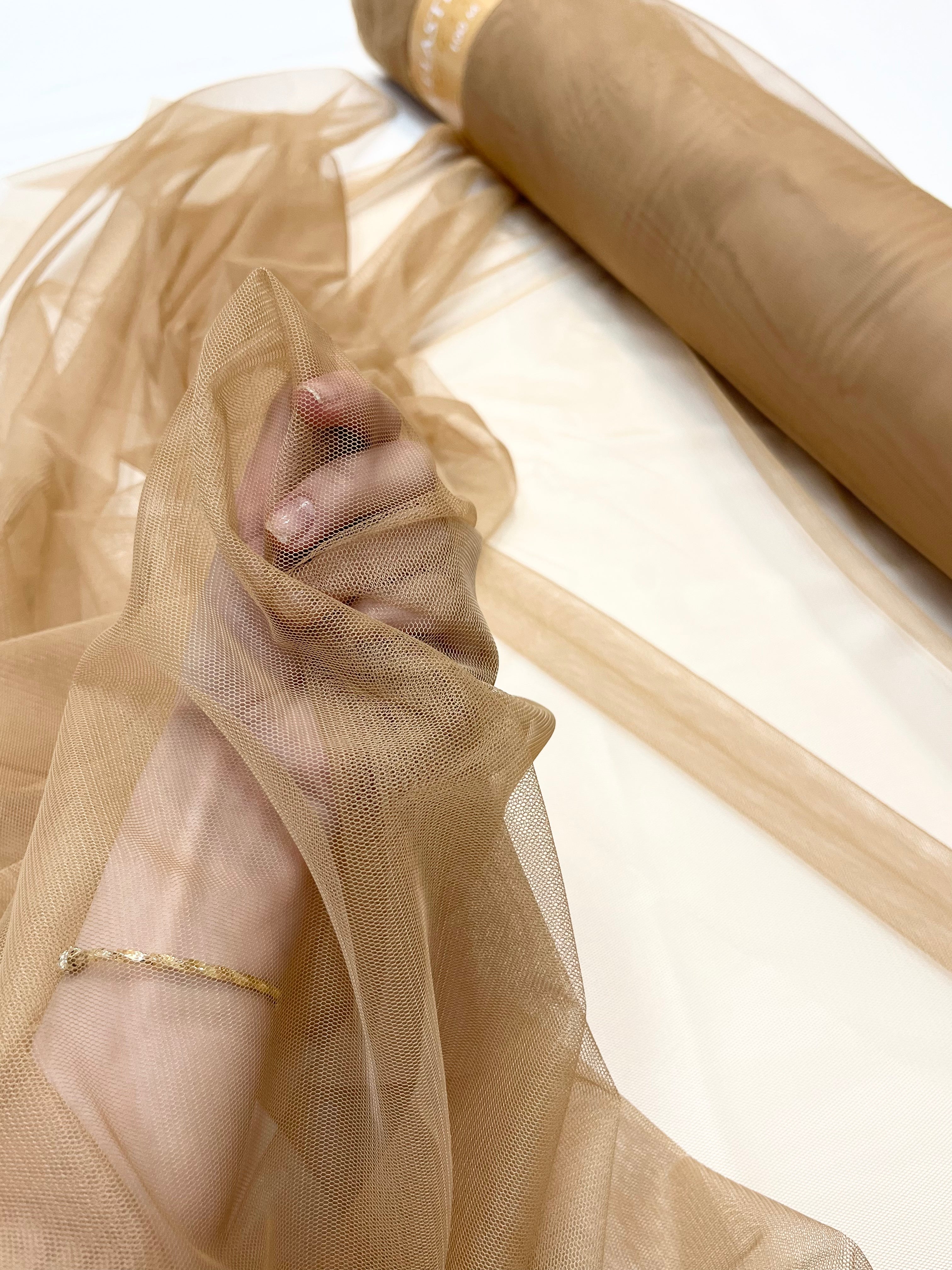 Dark Nude Elastic Tulle - 1.5 m Width