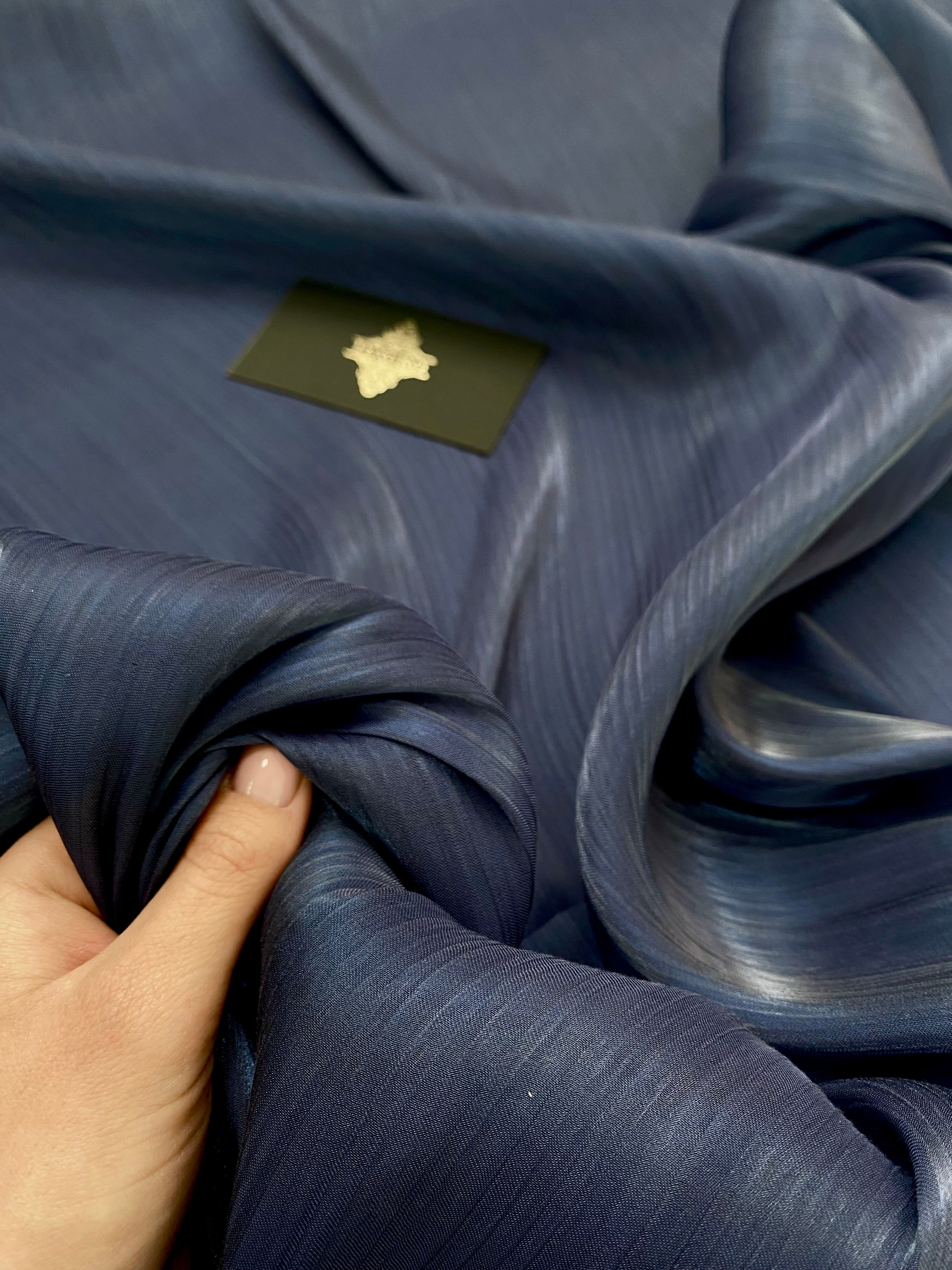 Navy Blue Crepe Filmed Veil