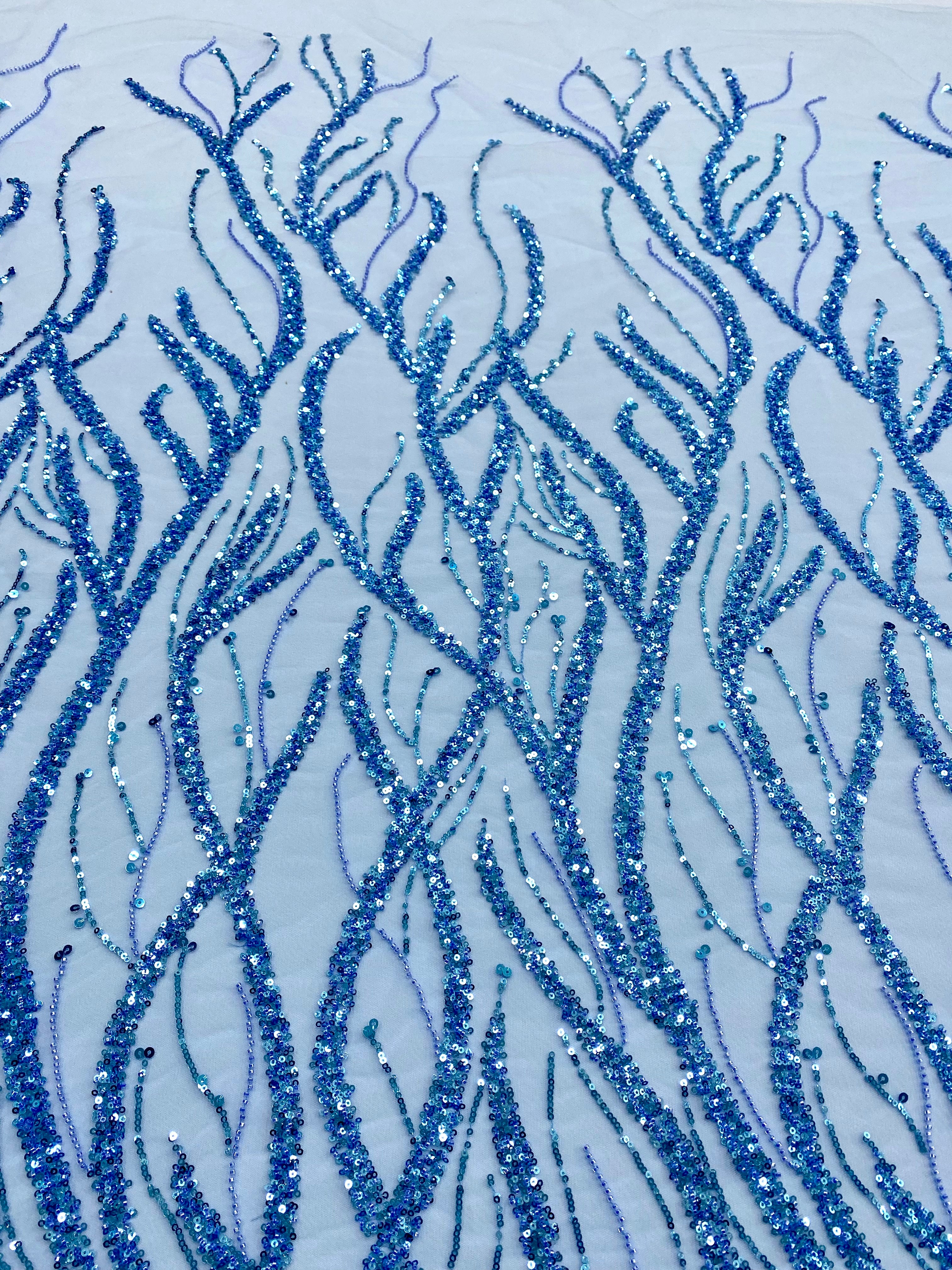 Silver Lace with Strings, Beads and Sequins