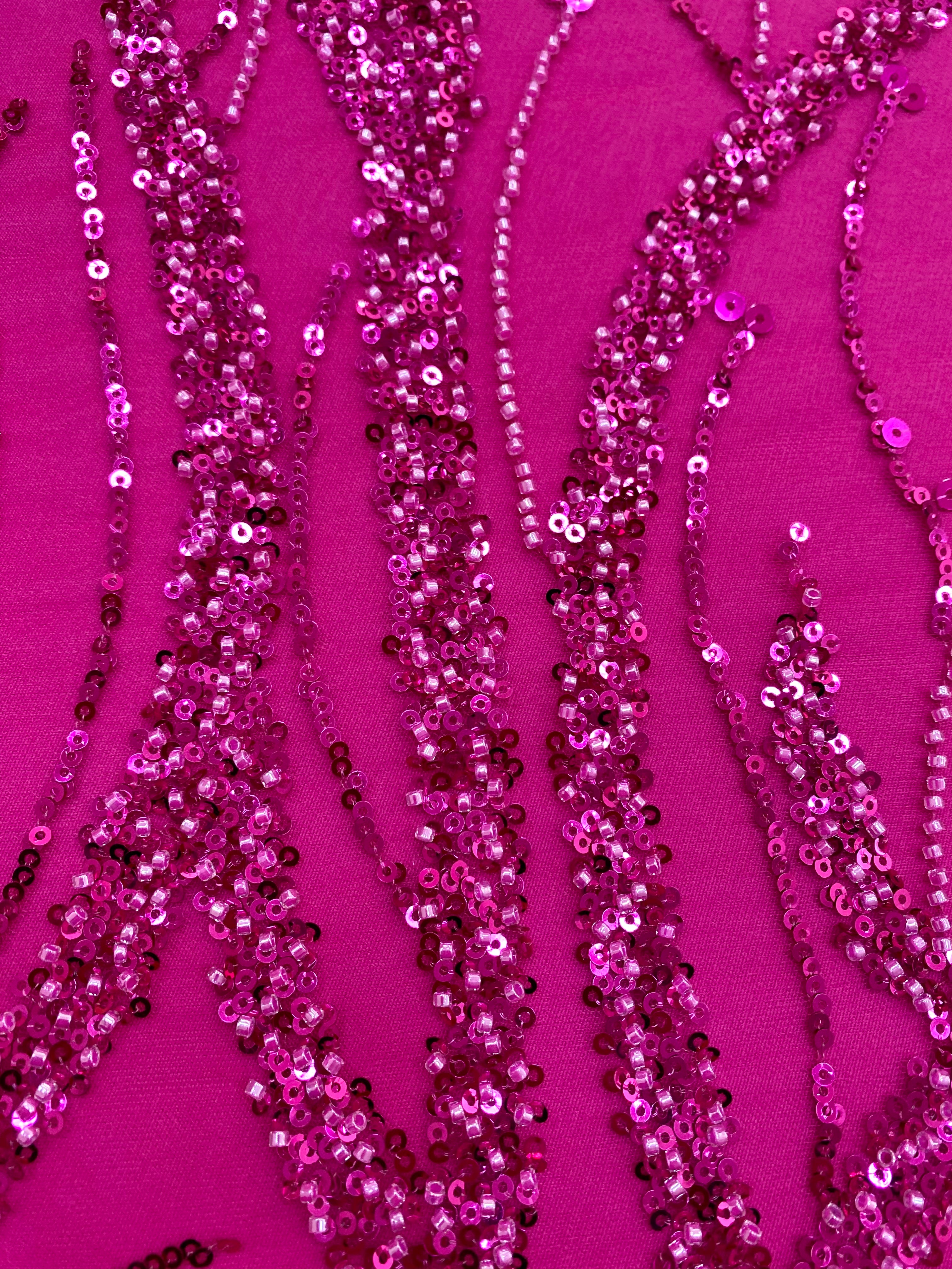 Black Couture Lace with General Pattern, with Beads and Sequins 