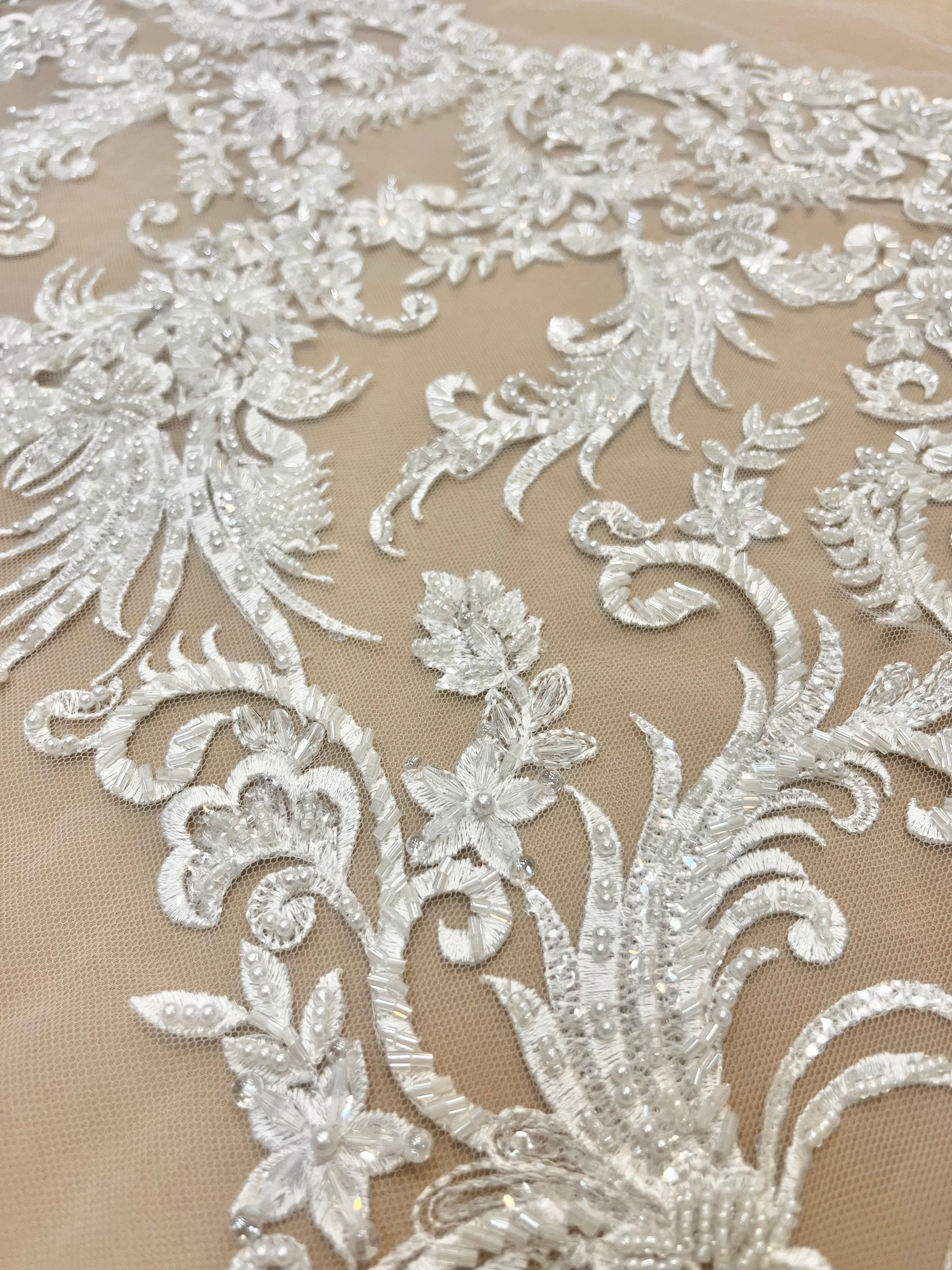 Set of Bust Panels with Geometric Pattern, with Crystals, Pearls and Sequins