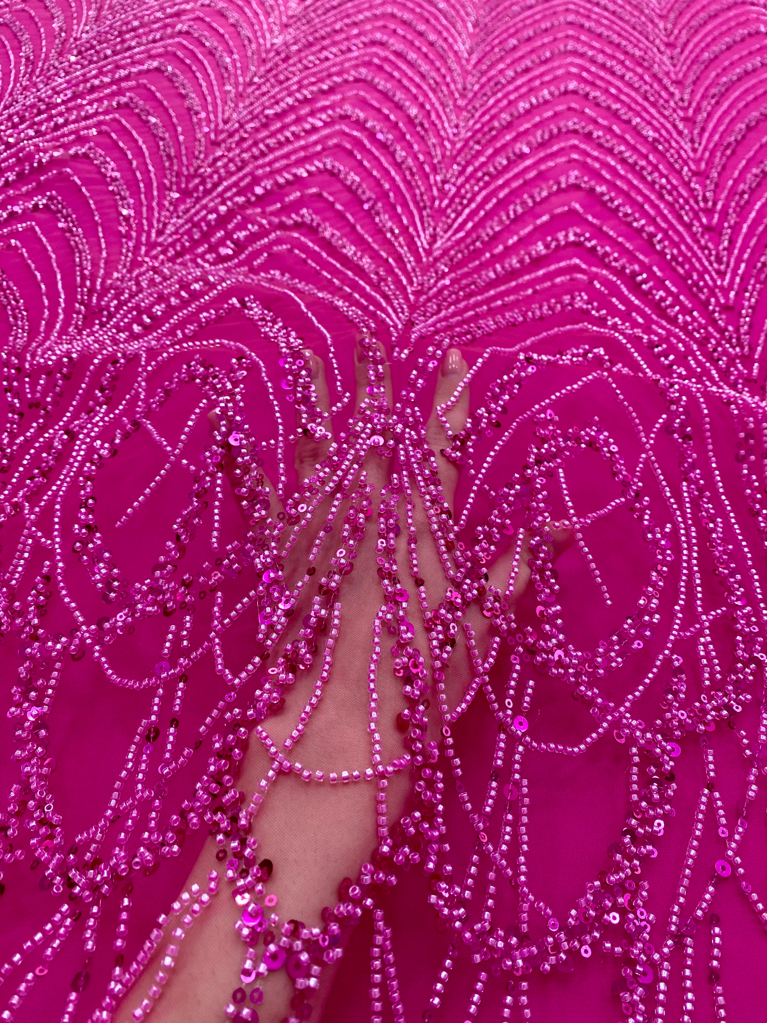 Black Couture Lace, with Beads and Sequins 