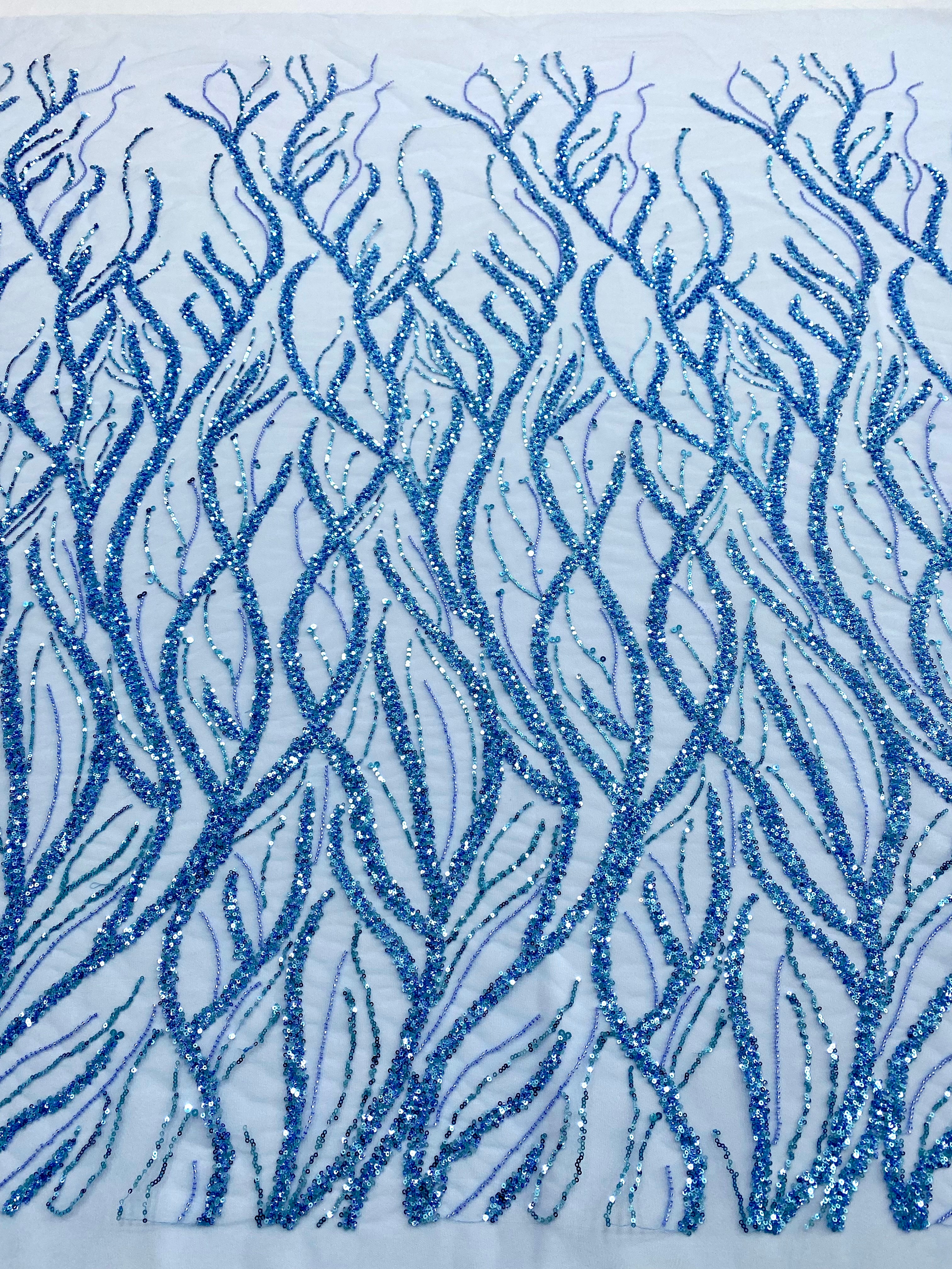 Silver Lace with Strings, Beads and Sequins