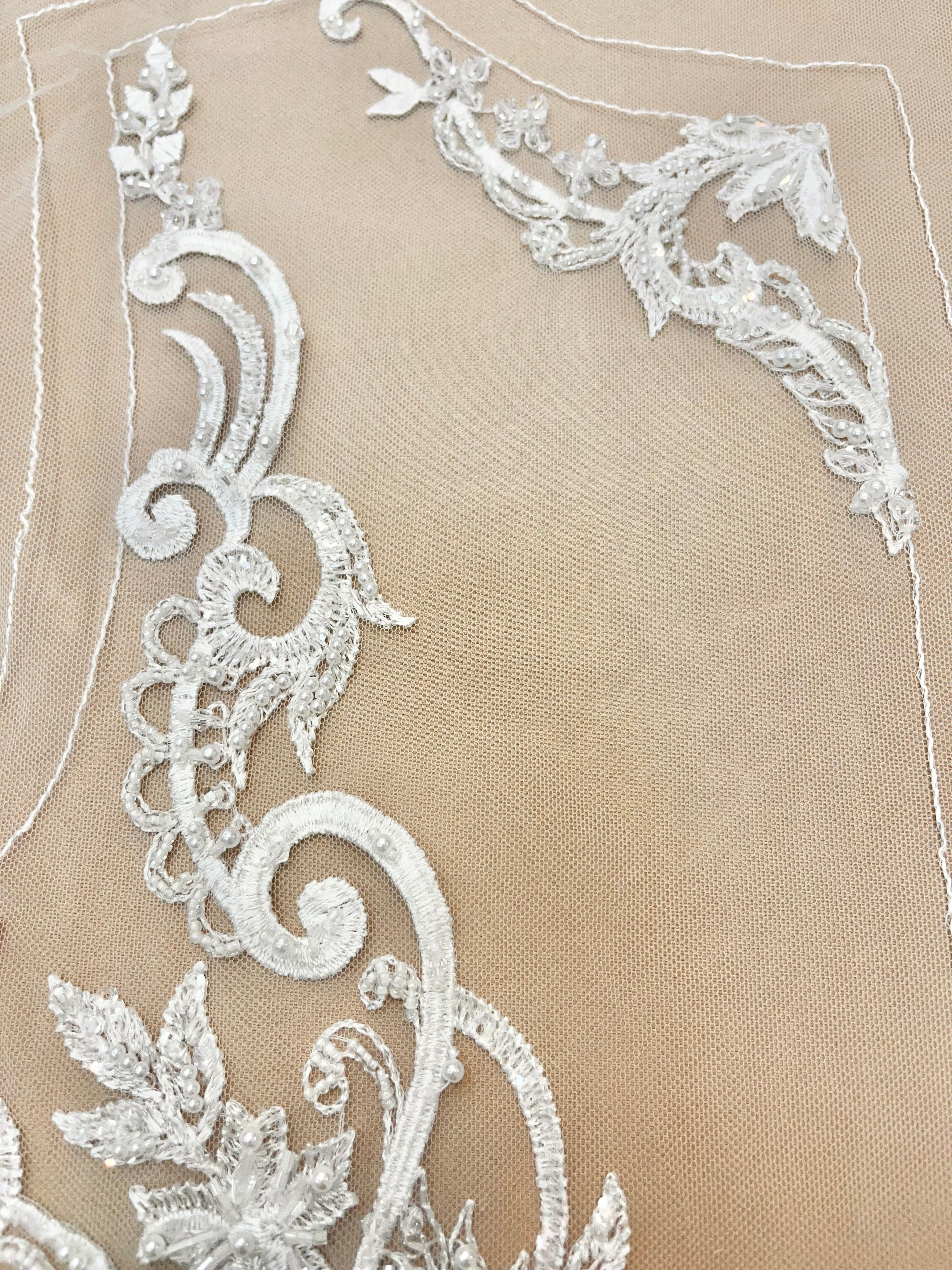 Set of Bust Panels with Geometric Pattern, with Crystals, Pearls and Sequins