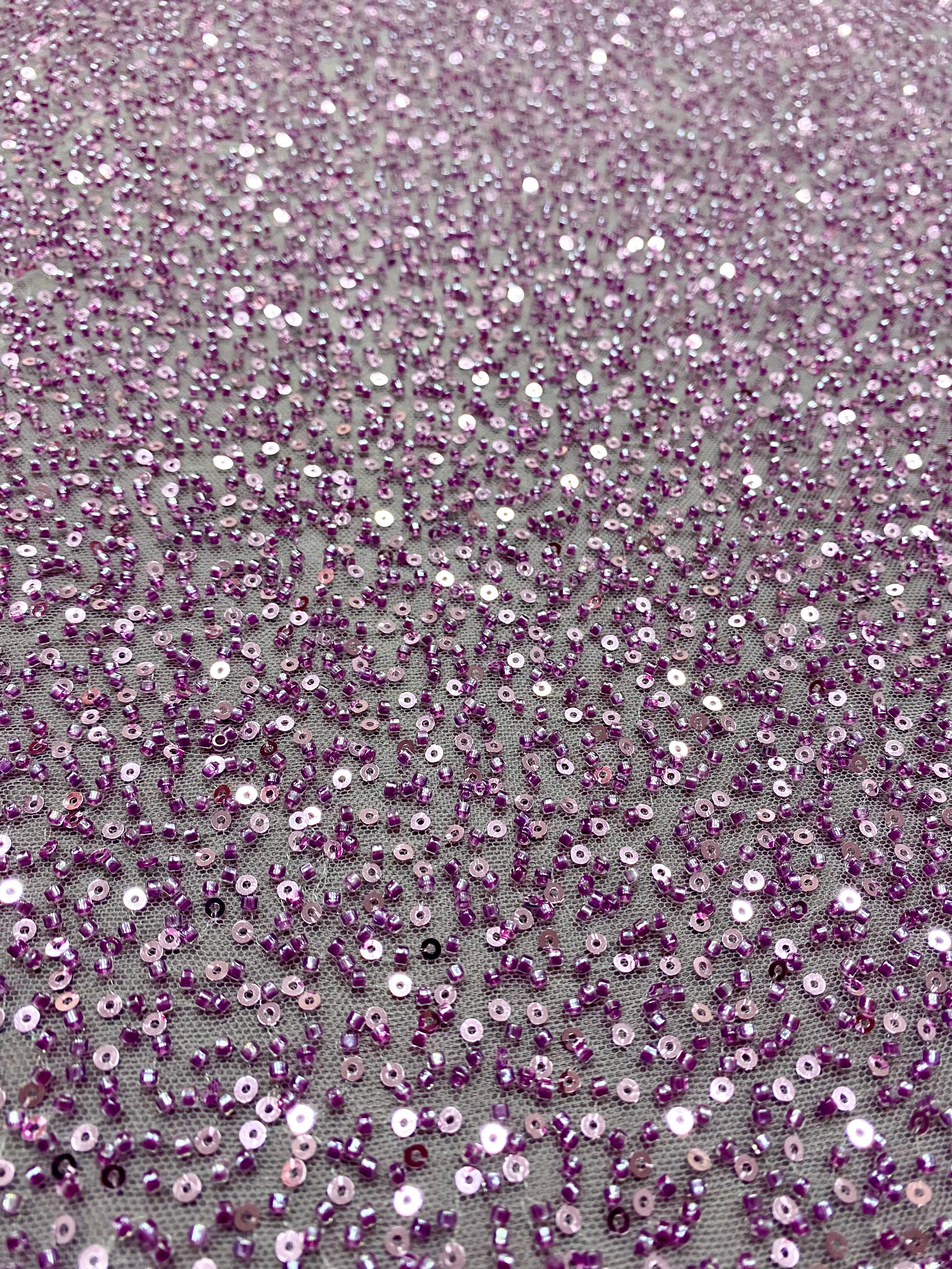 Dantela Couture Lavanda Pudrata cu Model General, cu Margele si Paiete