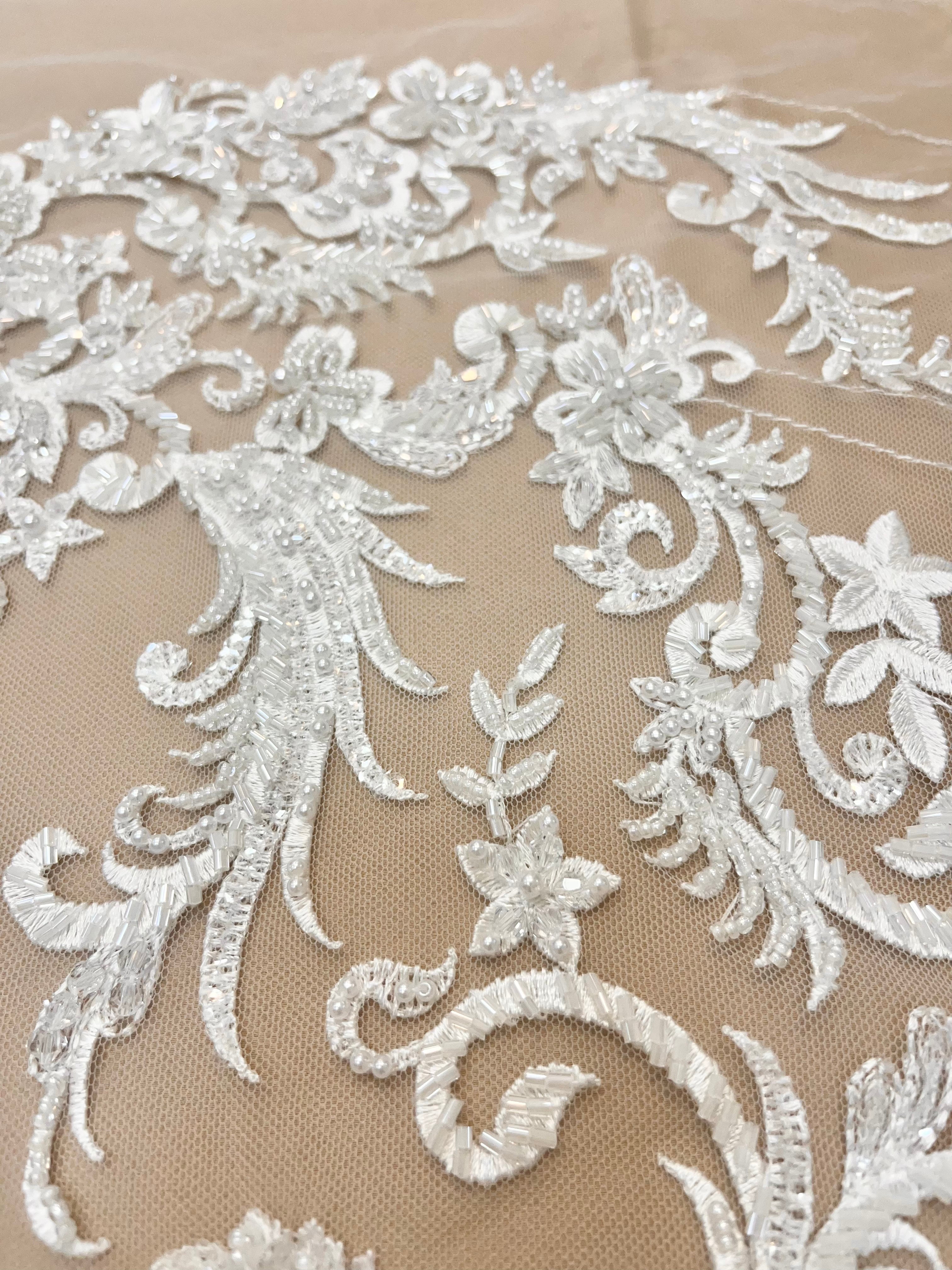 Set of Bust Panels with Geometric Pattern, with Crystals, Pearls and Sequins
