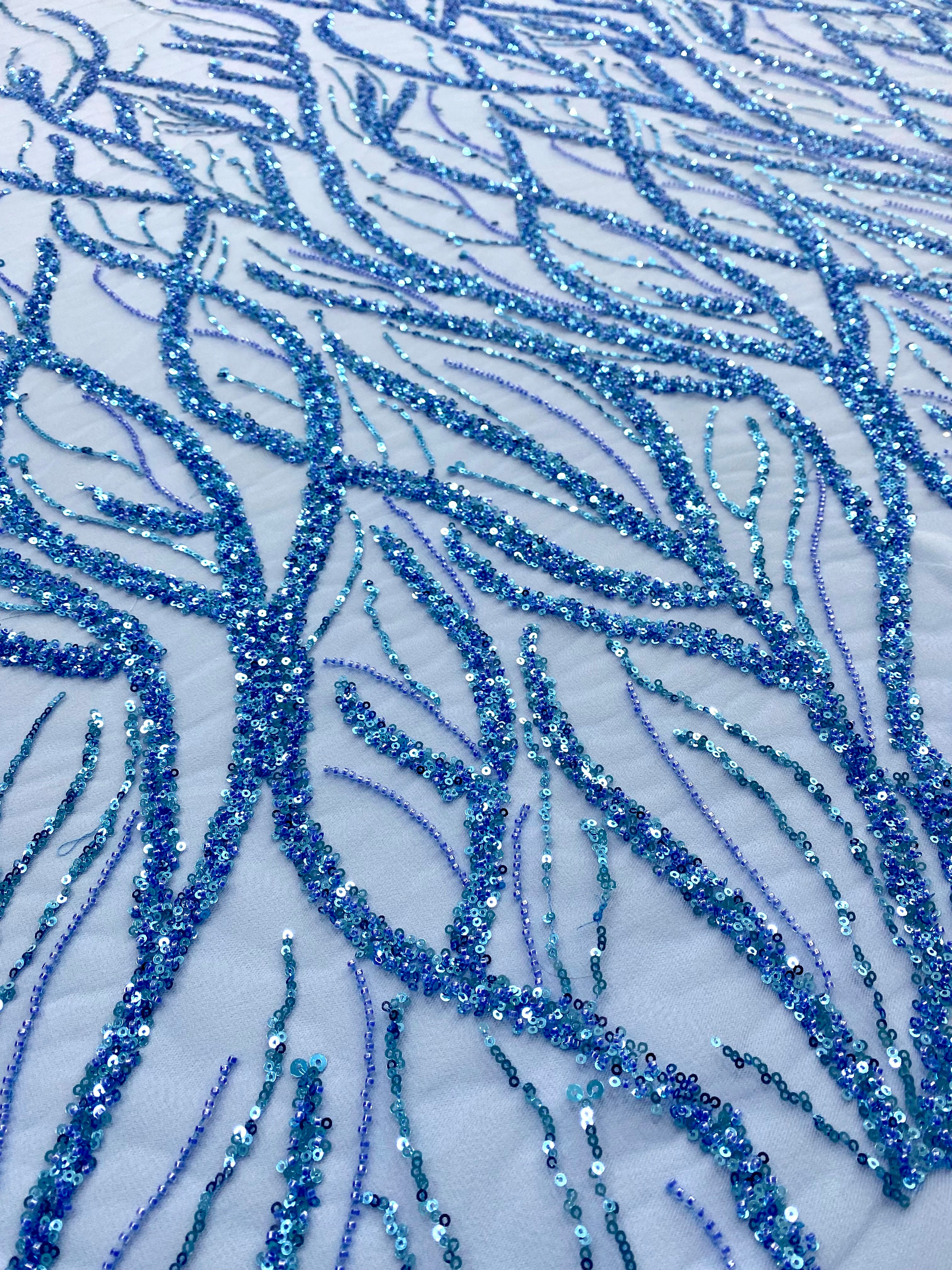 Silver Lace with Strings, Beads and Sequins