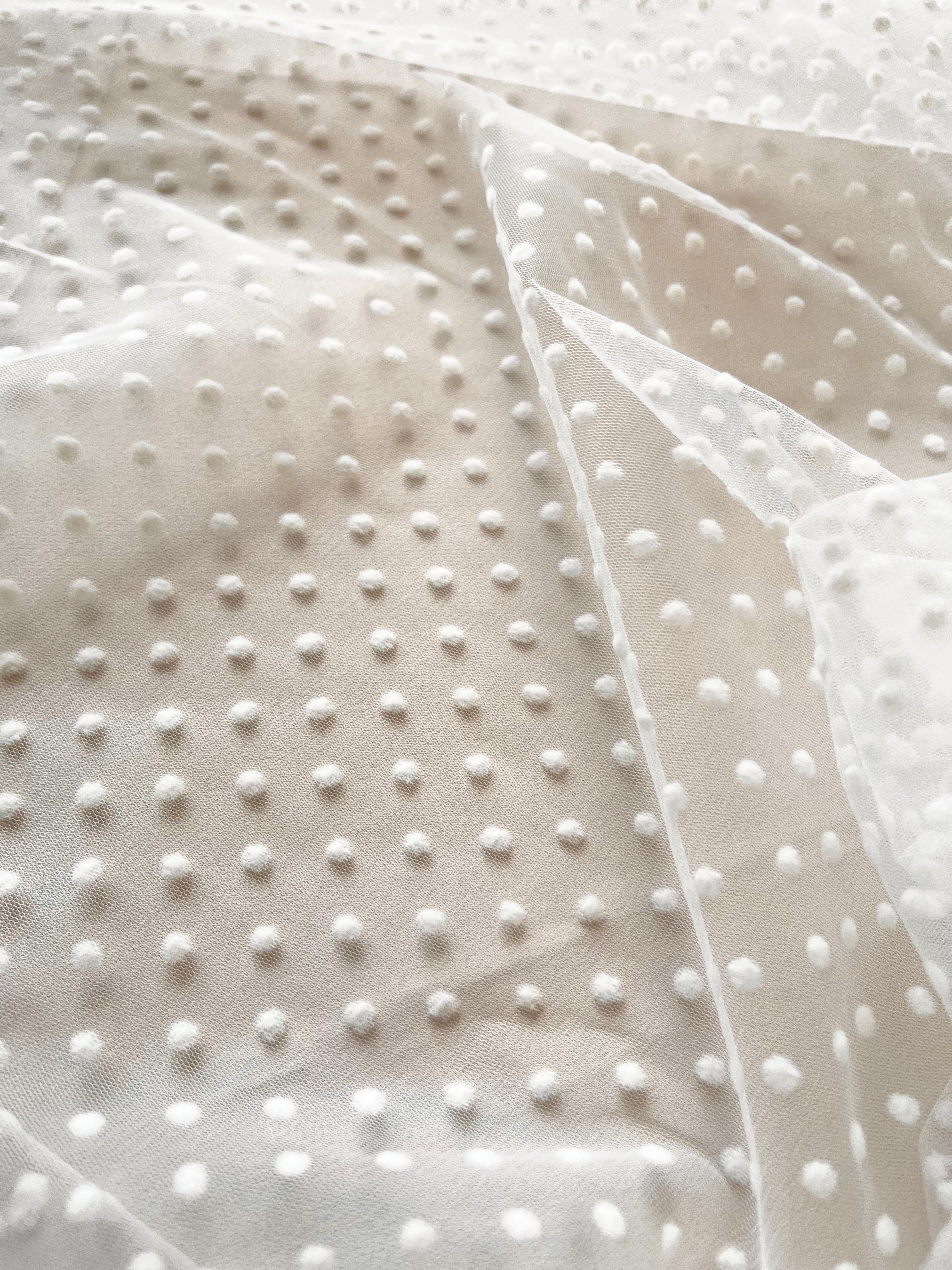 Light Cream Polka Dot Tulle - 1.5 m Width