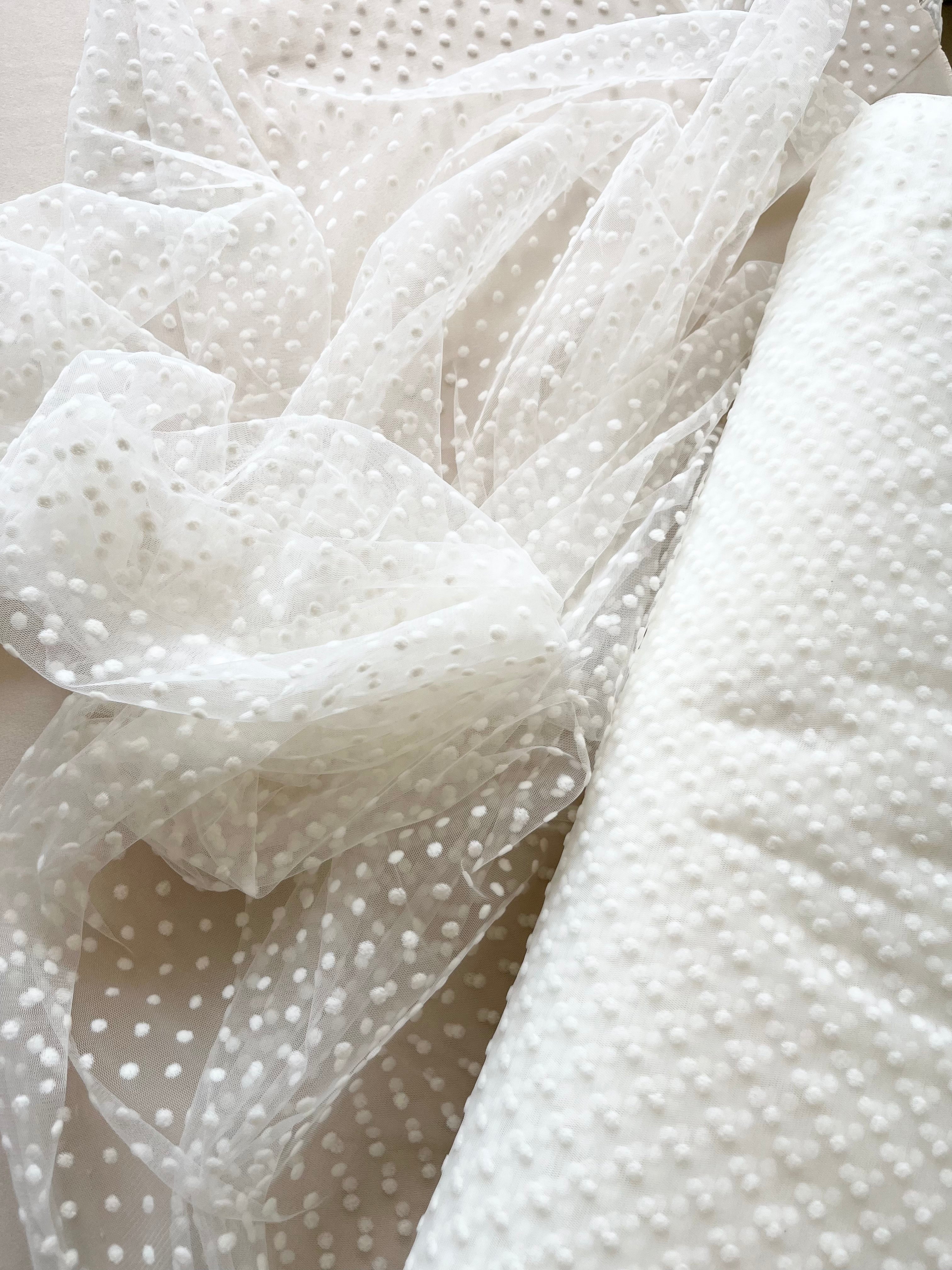 Light Cream Polka Dot Tulle - 1.5 m Width