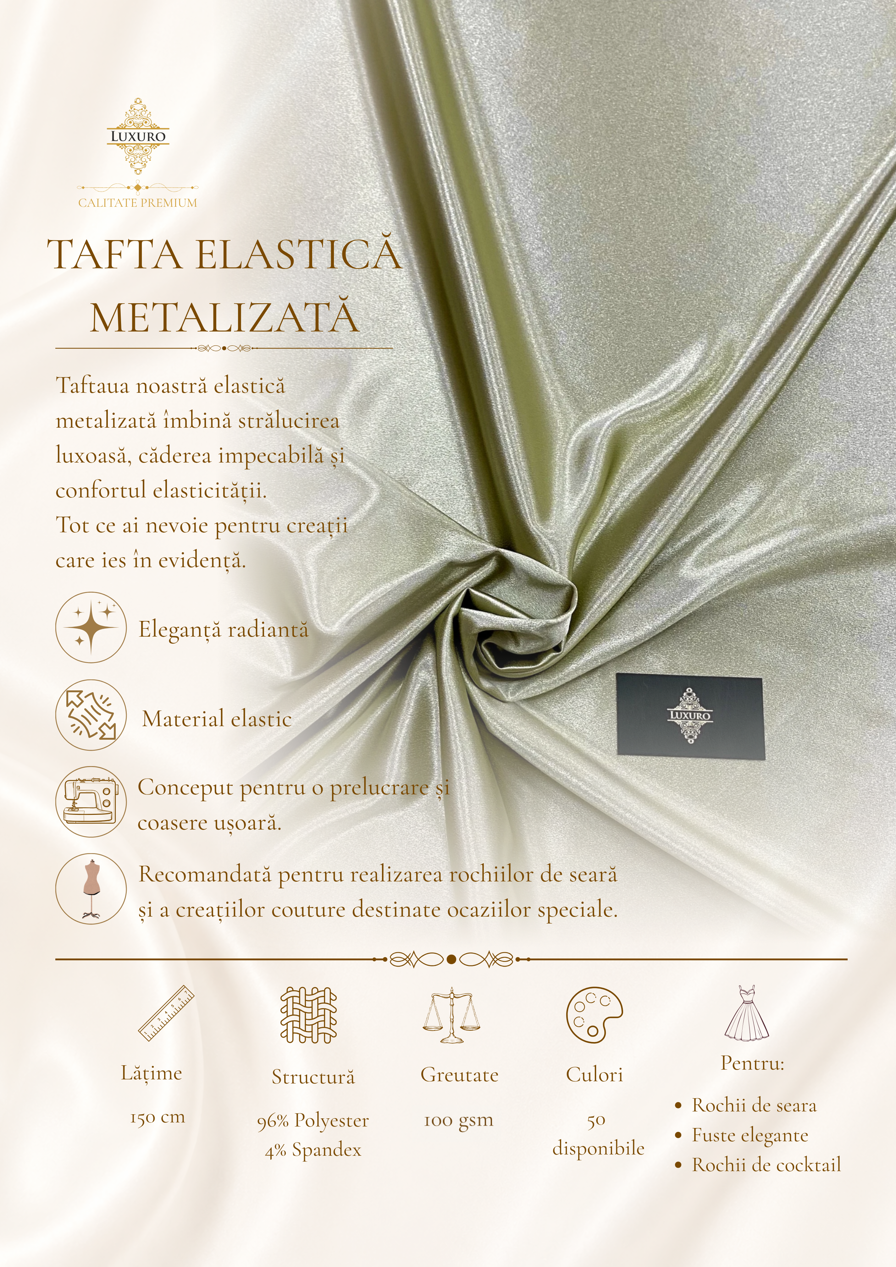 Tafta Elastica Metalizata Verde Prafuit