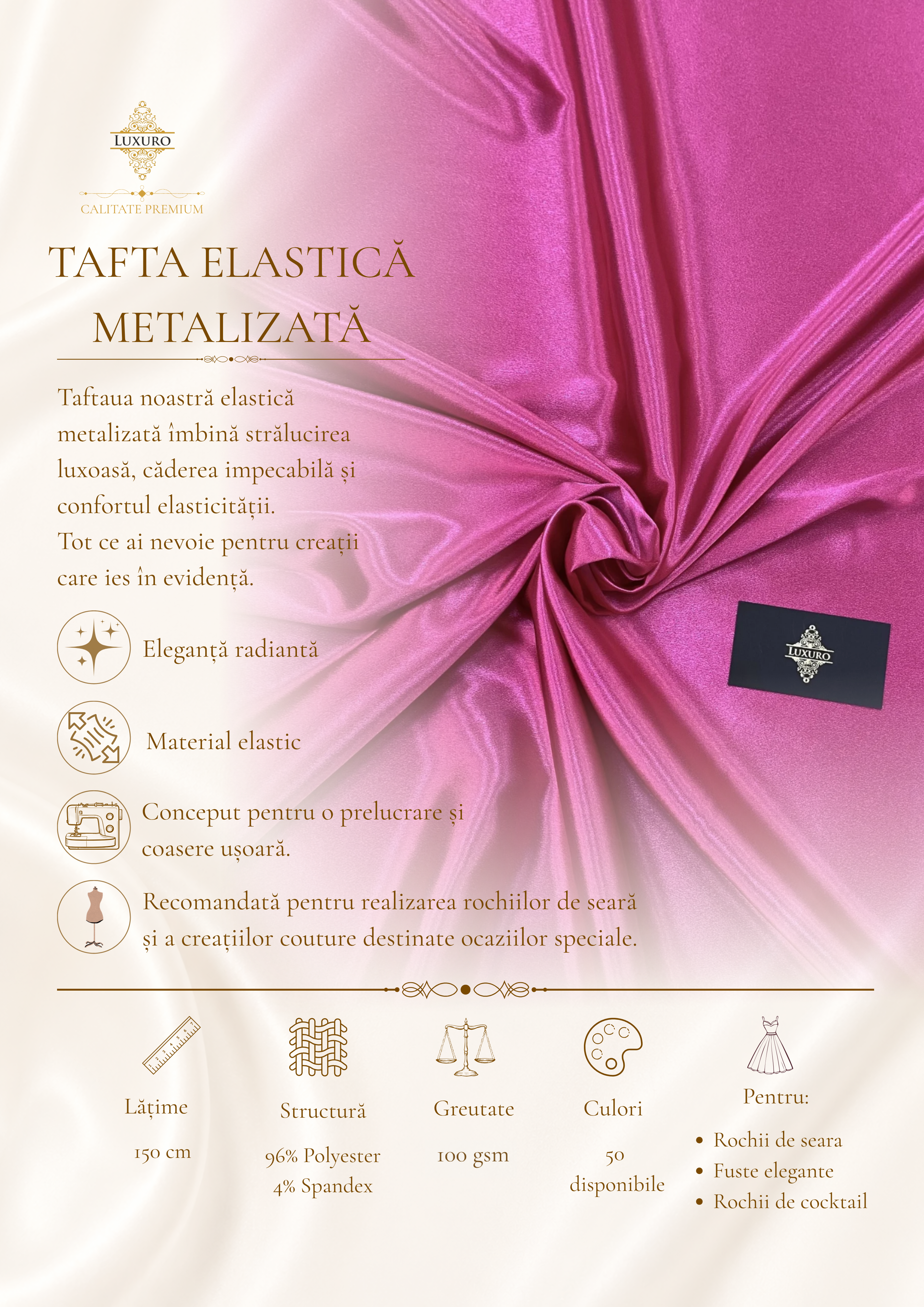 Tafta Elastica Metalizata Fucsia