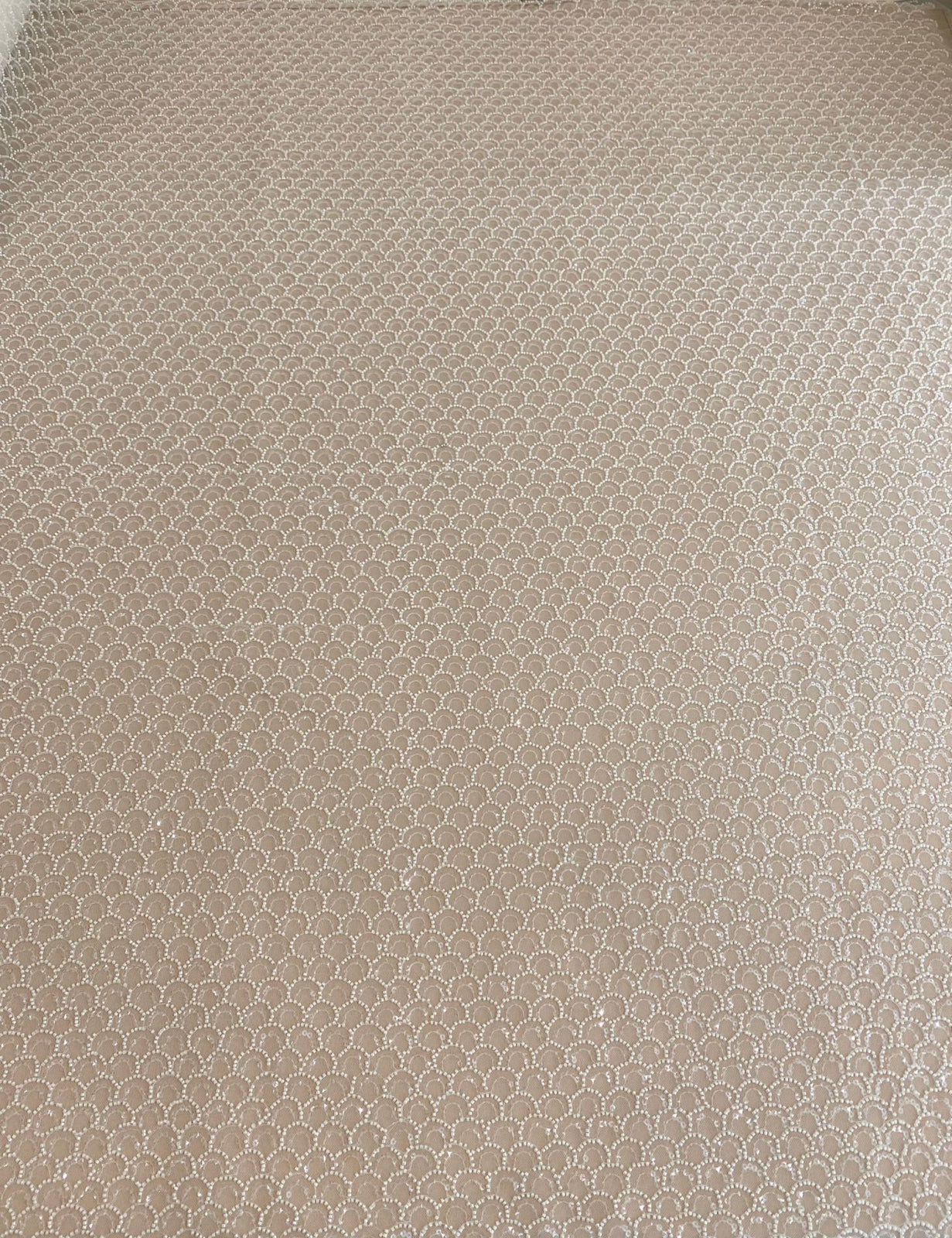 Ivory Lace with Geometric Pattern, with Pearls and Sequins
