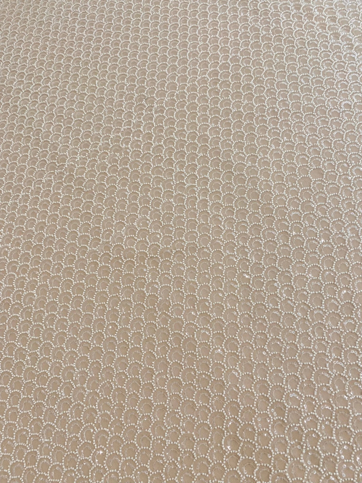 Ivory Lace with Geometric Pattern, with Pearls and Sequins