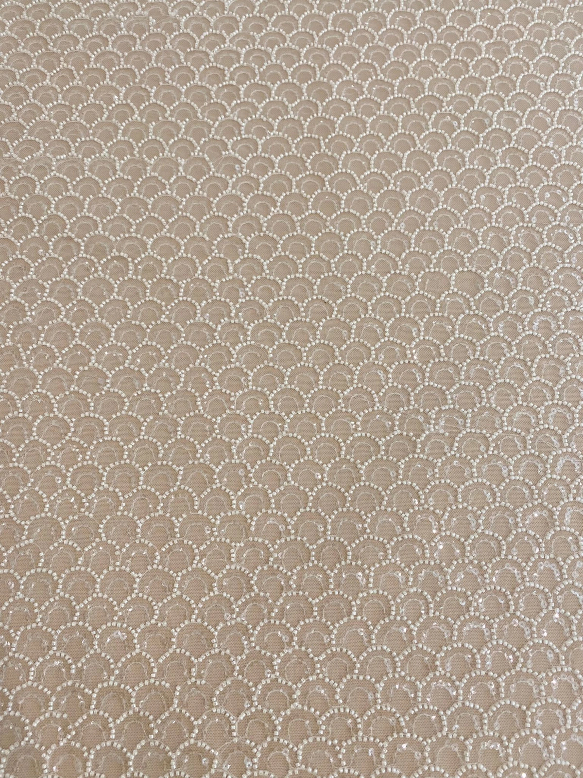 Ivory Lace with Geometric Pattern, with Pearls and Sequins