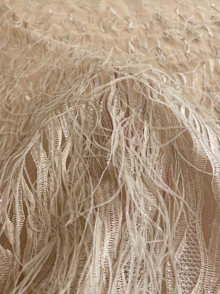 Nude Lace with Feathers and Sequins